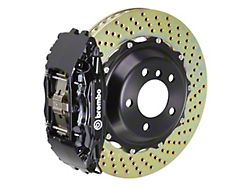 Brembo GT Series 4-Piston Front Big Brake Kit with 14-Inch 2-Piece Cross Drilled Rotors; Black Calipers (05-14 Mustang Standard GT, V6)