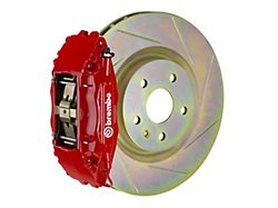 Brembo GT Series 4-Piston Front Big Brake Kit with 14-Inch 1-Piece Type 1 Slotted Rotors; Red Calipers (05-14 Mustang Standard GT, V6)