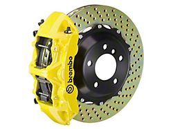 Brembo GT Series 6-Piston Front Big Brake Kit with 14-Inch 2-Piece Cross Drilled Rotors; Yellow Calipers (05-14 Mustang Standard GT, V6)