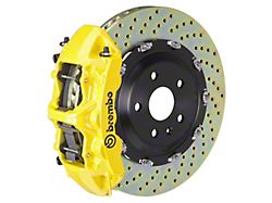 Brembo GT Series 6-Piston Front Big Brake Kit with 15-Inch 2-Piece Cross Drilled Rotors; Yellow Calipers (15-22 Mustang GT, EcoBoost, V6)