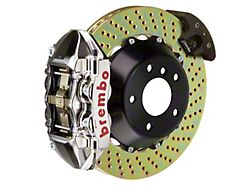 Brembo GT Series 4-Piston Rear Big Brake Kit with 15-Inch 2-Piece Cross Drilled Rotors; Nickel Plated Calipers (15-21 Mustang GT, EcoBoost, V6)