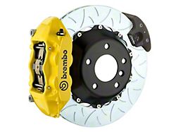 Brembo GT Series 4-Piston Rear Big Brake Kit with 15-Inch 2-Piece Type 3 Slotted Rotors; Yellow Calipers (15-21 Mustang GT, EcoBoost, V6)