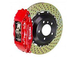 Brembo GT Series 4-Piston Front Big Brake Kit with 13.10-Inch 2-Piece Cross Drilled Rotors; Red Calipers (94-04 Mustang)