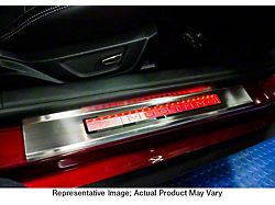 Illuminated Door Sill Plate Covers; Blue (15-22 Mustang)
