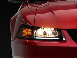 LED DRL Headlights; Black Housing; Clear Lens (99-04 Mustang)