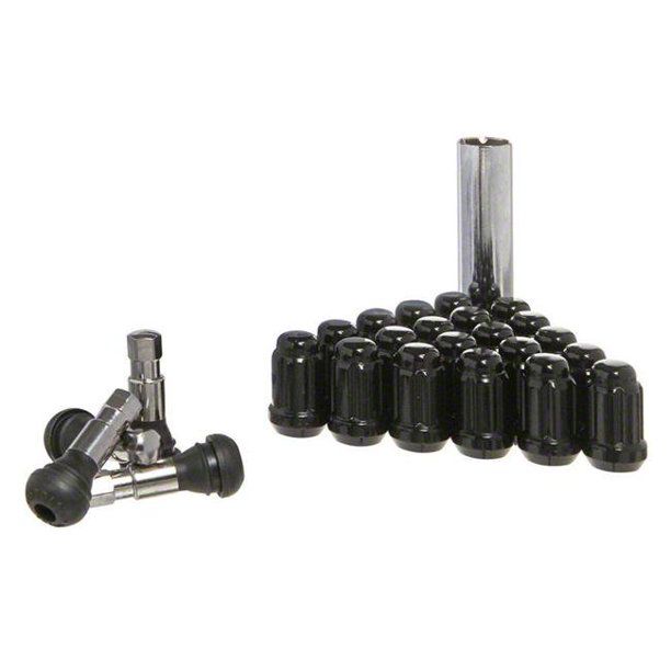 Jeep Wrangler Black 6 Spline Lug Nut Kit; 1/2Inch x 20; Set of 20 (76