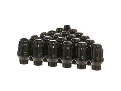 Black Acorn Lug Nut Kit; 1/2-Inch x 20; Set of 20 (76-18 Jeep CJ5, CJ7, Wrangler YJ, TJ & JK)