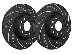 SP Performance Cross-Drilled and Slotted Rotors with Black Zinc Plating; Front Pair (05-10 Mustang V6)