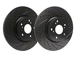 SP Performance Double Drilled and Slotted Rotors with Black Zinc Plating; Rear Pair (05-14 Mustang, Excluding 13-14 GT500)