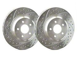 SP Performance Double Drilled and Slotted Rotors with Silver Zinc Plating; Front Pair (15-22 Mustang GT w/ Performance Pack)