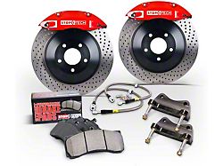 StopTech Touring Drilled 1-Piece Front Big Brake Kit; Black Calipers (05-10 GT)