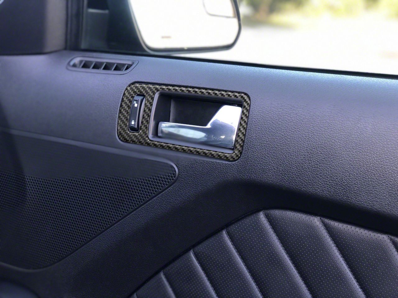 Mustang Door Handle Surround Accent Trim; Domed Carbon Fiber (1014