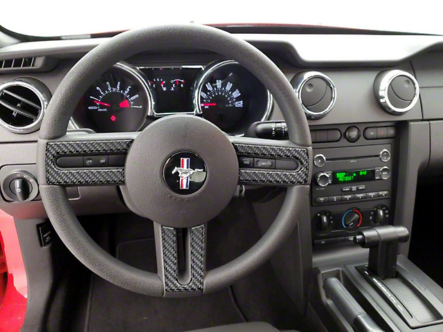 Steering Wheel Accent Trim; Domed Carbon Fiber (05-09 GT, V6)