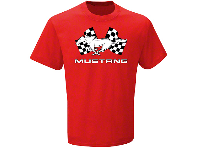 Men's Red Mustang Checkered Flag T-Shirt