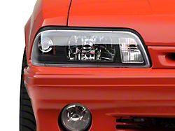 Axial One-Piece Euro Crystal Headlights; Black Housing; Clear Lens (87-93 Mustang)