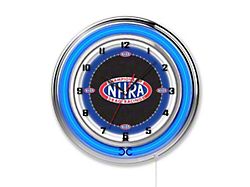 NHRA 19-Inch Double Neon Clock; Blue Neon