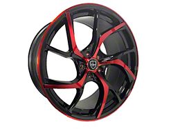 Elegant E008 Gloss Black Candy Red Face Wheel; 20x8.5 (15-22 Mustang GT, EcoBoost, V6)
