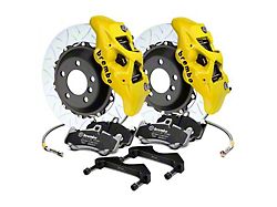 Brembo GT Series 4-Piston Rear Big Brake Kit with 15-Inch 2-Piece Type 3 Slotted Rotors; Yellow Calipers (15-22 Mustang GT, EcoBoost, V6)