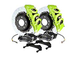 Brembo GT Series 6-Piston Front Big Brake Kit with 15-Inch 2-Piece Type 3 Slotted Rotors; Fluorescent Yellow Calipers (15-22 Mustang GT, EcoBoost, V6)