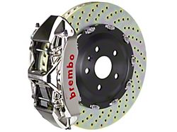 Brembo GT-R Series 6-Piston Front Big Brake Kit with 15.90-Inch 2-Piece Cross Drilled Rotors; Nickel Plated Calipers (15-22 Mustang GT)