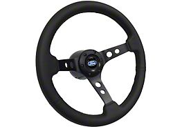 Volante S6 Sport Steering Wheel Kit with Blue Oval Emblem; Black Center (84-04 Mustang)