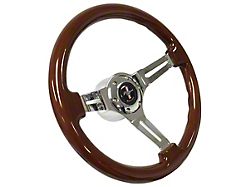 Volante Woodgran S6 Sport Steering Wheel Kit with Pony Emblem; Chrome Center (84-04 Mustang)