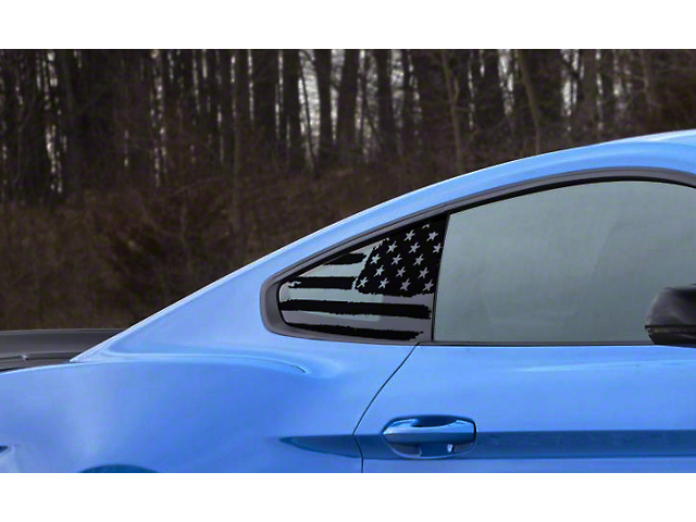 Tattered Support Flag Quarter Window Decals (15-22 Mustang Fastback)