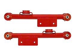 Tubular Rear Lower Control Arms with Polyurethane Bushings; Bright Red (79-98 Mustang)