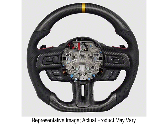 Red Carbon Fiber and Alcantara Steering Wheel with Red Stitching and Black Stripe (15-23 Mustang w/o Heated Steering Wheel, Excluding GT500)
