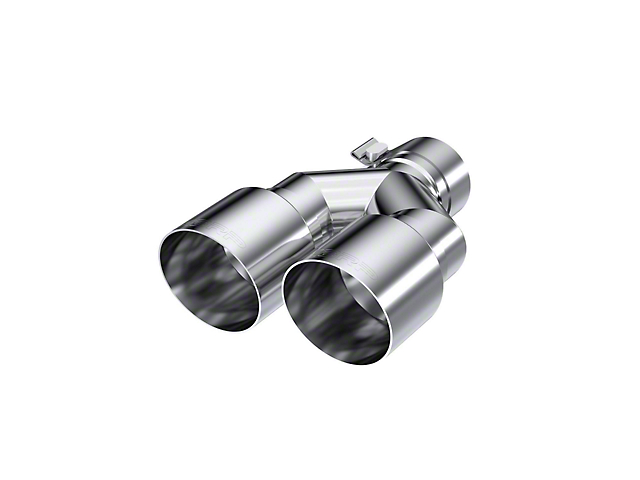 MBRP Angled Cut Dual Round Exhaust Tip; 3.50-Inch; Polished; Driver Side (Fits 2.50-Inch Tailpipe)