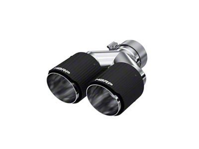 MBRP Angled Cut Dual Round Exhaust Tip; 4-Inch; Carbon Fiber; Passenger Side (Fits 3-Inch Tailpipe)