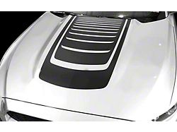 Hood Accent Decals Sport Stripes; Matte Black (05-09 Mustang)