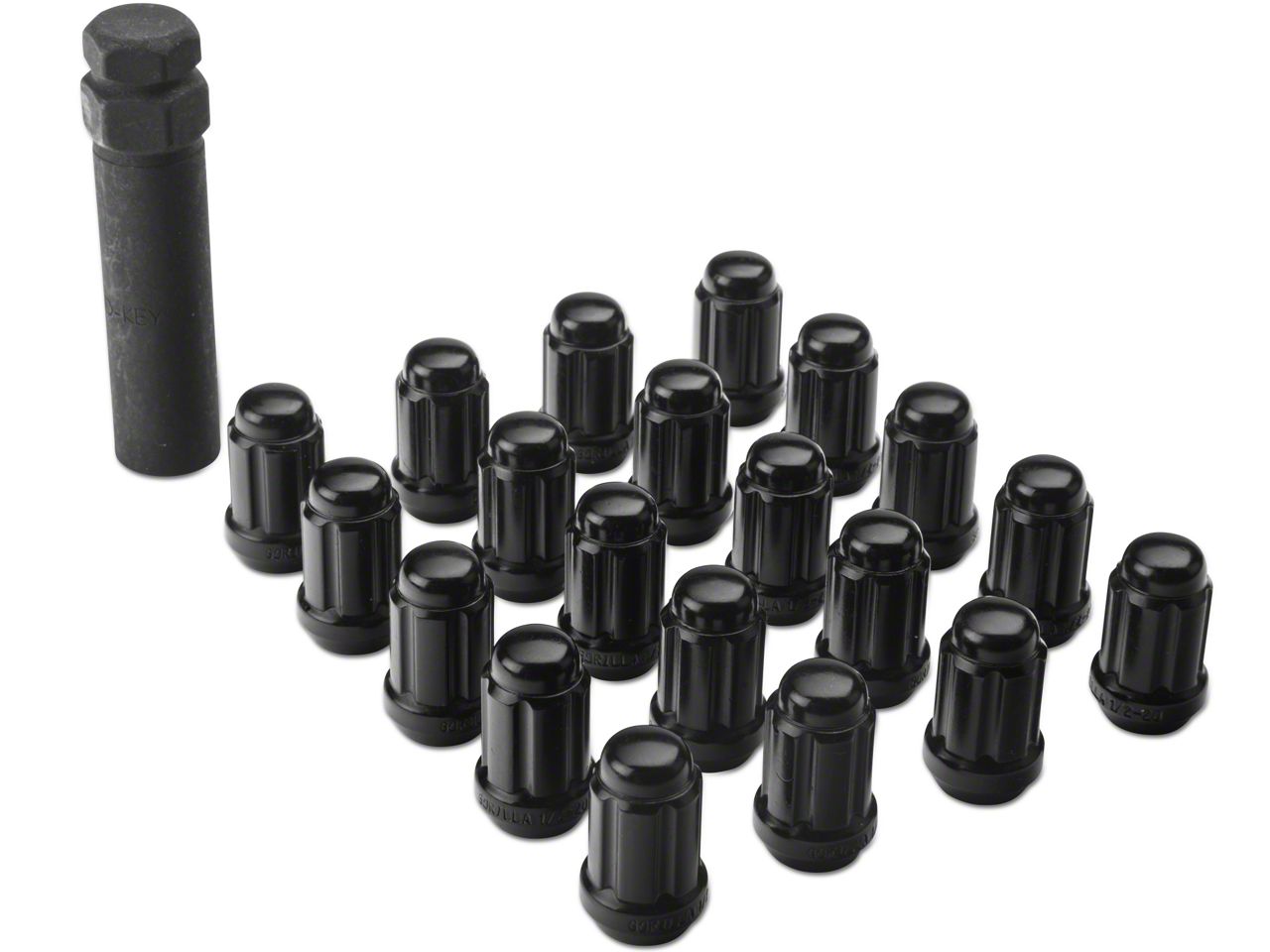 Mustang Black 6 Spline Lug Nuts w/ Key 1/2 in. x 20 (7914 All)