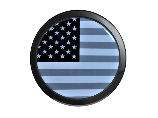 Grillebadgestore Premium Aluminum Grille Badge; Round USA Flag Grayscale (Universal; Some Adaptation May Be Required)
