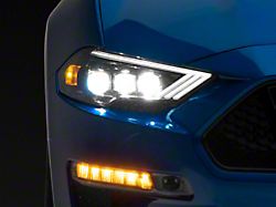 NOVA-Series LED Projector Headlights; Alpha Black Housing; Clear Lens (18-23 Mustang GT, EcoBoost)