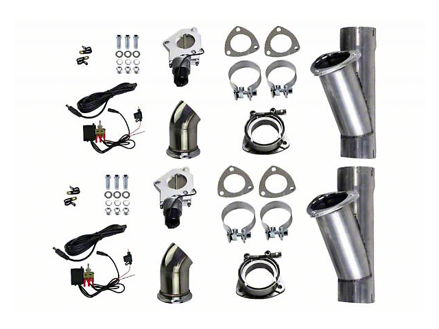Granatelli Motor Sports Electronic Exhaust Cutout Dual System; 3-Inch Aluminized Steel (Universal; Some Adaptation May Be Required)