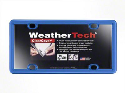 Weathertech ClearCover License Plate Frame; Blue (Universal; Some Adaptation May Be Required)