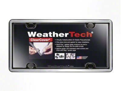 Weathertech ClearCover License Plate Frame; Brushed Stainless/Black (Universal; Some Adaptation May Be Required)