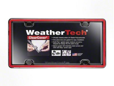 Weathertech ClearCover License Plate Frame; Red/Black (Universal; Some Adaptation May Be Required)