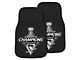 Carpet Front Floor Mats with Pittsburgh Penguins 2009 NHL Stanley Cup Champions Logo; Black (Universal; Some Adaptation May Be Required)