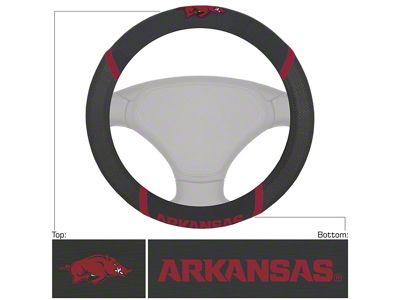 Steering Wheel Cover with University of Arkansas Logo; Black (Universal; Some Adaptation May Be Required)