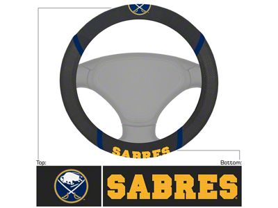 Steering Wheel Cover with Buffalo Sabres Logo; Black (Universal; Some Adaptation May Be Required)