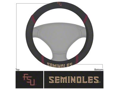 Steering Wheel Cover with Florida State University Logo; Black (Universal; Some Adaptation May Be Required)