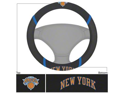 Steering Wheel Cover with New York Knicks Logo; Black (Universal; Some Adaptation May Be Required)