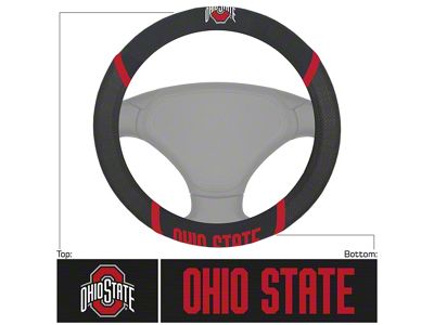 Steering Wheel Cover with Ohio State University Logo; Black (Universal; Some Adaptation May Be Required)