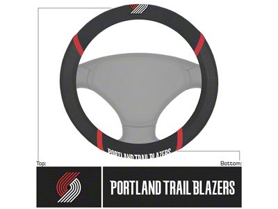 Steering Wheel Cover with Portland Trail Blazers Logo; Black (Universal; Some Adaptation May Be Required)