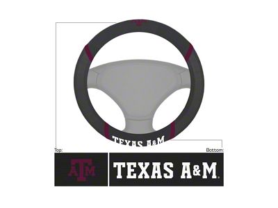 Steering Wheel Cover with Texas AandM University Logo; Black (Universal; Some Adaptation May Be Required)