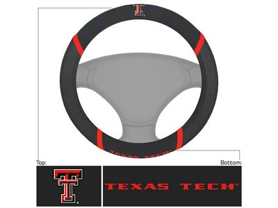 Steering Wheel Cover with Texas Tech University Logo; Black (Universal; Some Adaptation May Be Required)