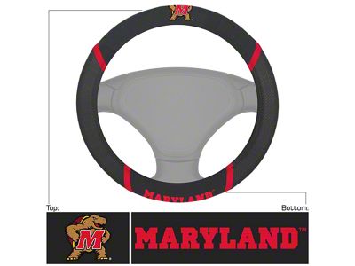 Steering Wheel Cover with University of Maryland Logo; Black (Universal; Some Adaptation May Be Required)