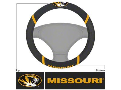Steering Wheel Cover with University of Missouri Logo; Black (Universal; Some Adaptation May Be Required)